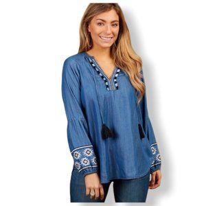 {Altar’d State} Chambray Kiel Embroidery Tunic